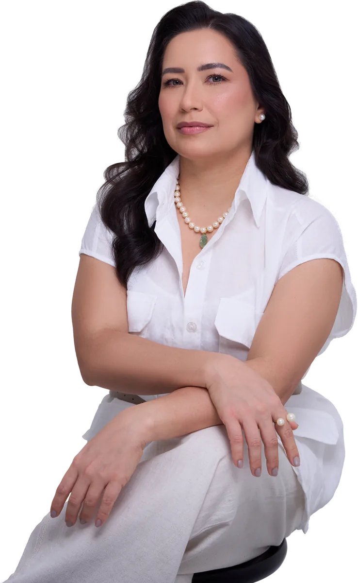 Silésia de Castro sentada, de camisa branca